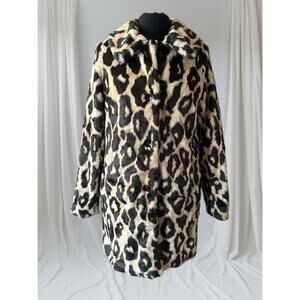 Leopard Print Faux Fur Coat, S